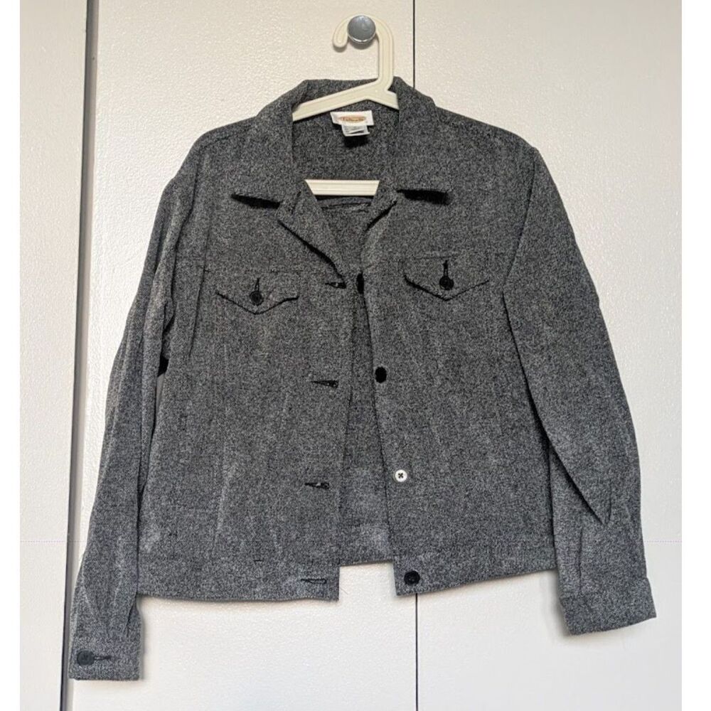 VTG Talbots Gray Tweed Lightweight Rayon Blend Coat Sz M